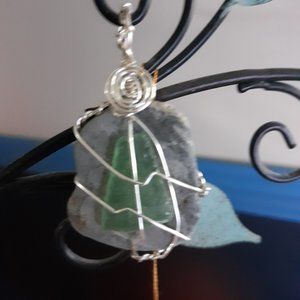 Hand wrapped sea glass pendant